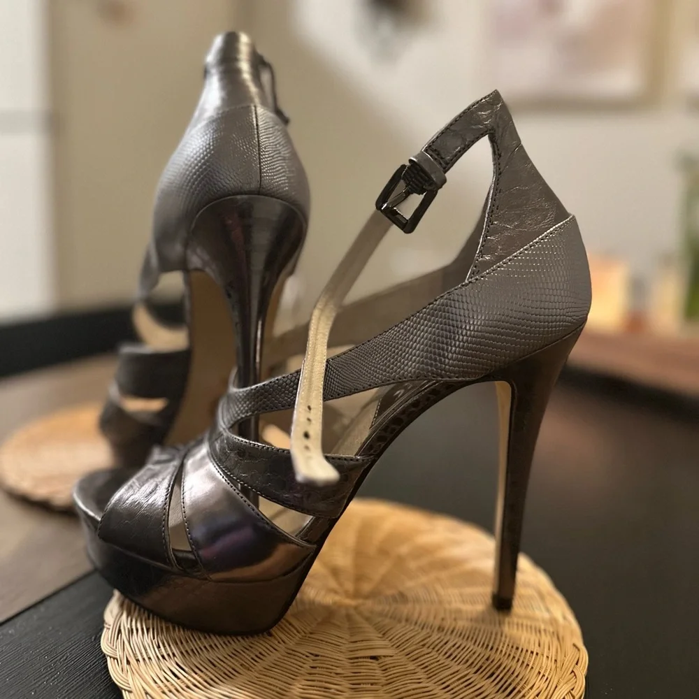 Black High Heel Strappy Sandals - Picture 2 of 4